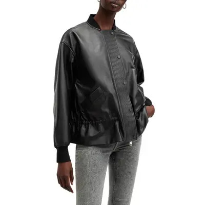 AllSaints Sofi Leather Bomber Jacket in Black at Nordstrom, Size 6 Us | Nordstrom