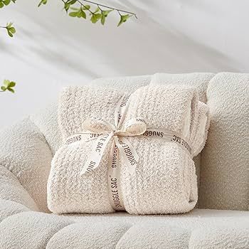 Snuggle Sac Buttery Ivory Blanket Twin Size for Bed and Sofa, Reversible Super Soft Blankets Warm... | Amazon (US)