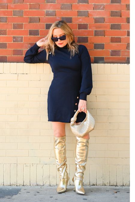 Sweater Dress + Gold Buttons = Obsession 

#LTKover40 #LTKSeasonal #LTKstyletip