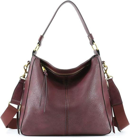 Roomy Women Handbags Hobo Shoulder Bags Tote PU Leather Purse with Adjustable Shoulder Strap and ... | Amazon (US)