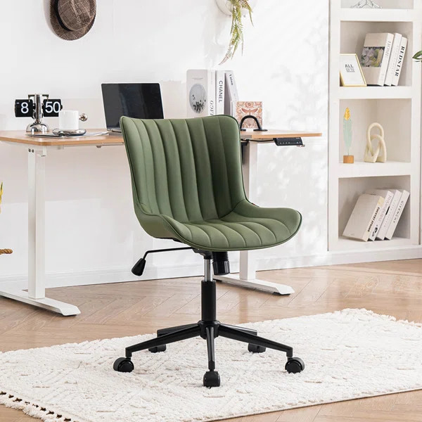 Brionni Leather Upholstered Home Office Desk Chair Swivel Task Chair Height Adjust Conference Cha... | AllModern