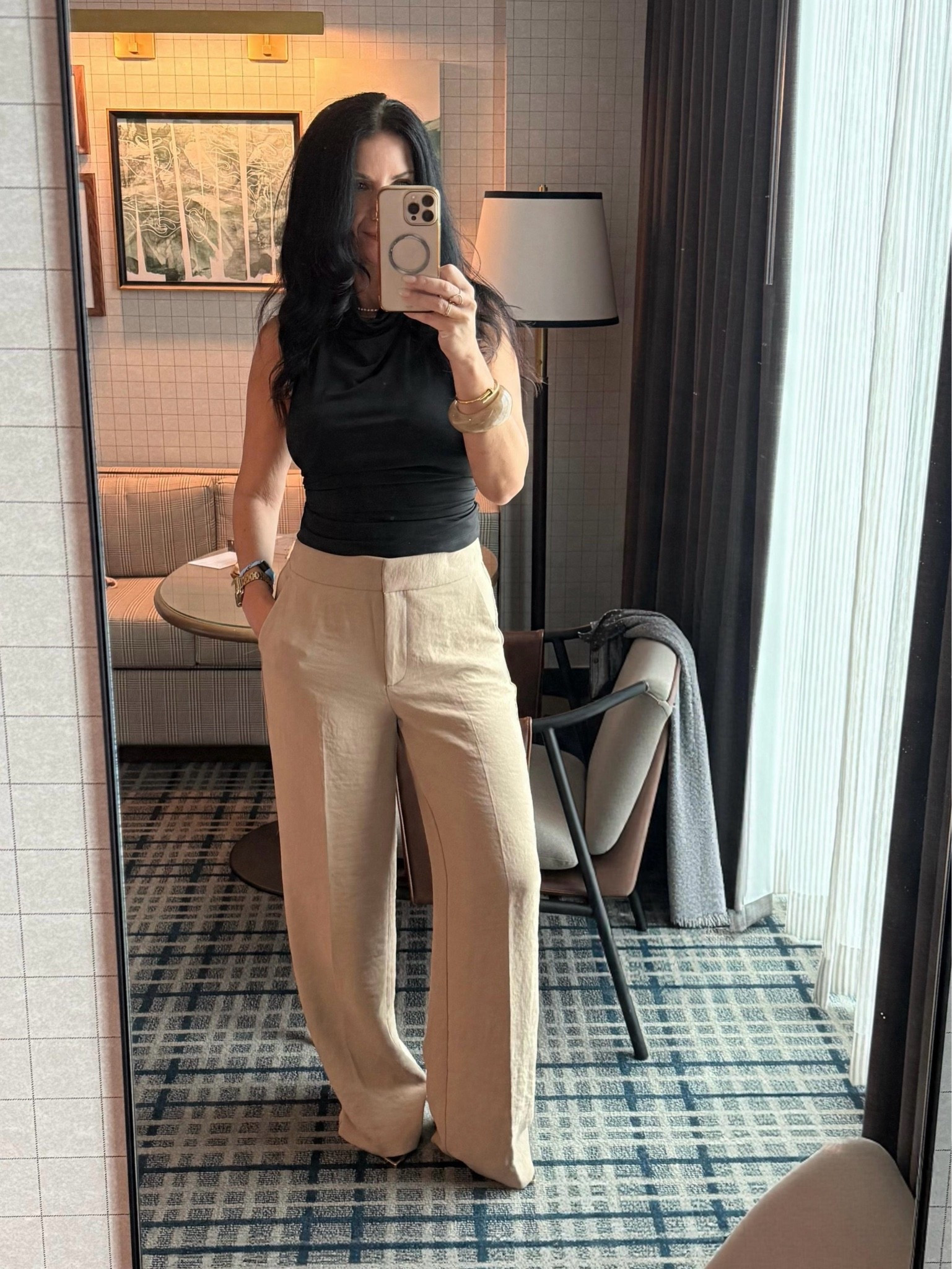 I’m loving these pants...comfy and flattering.
Casual office look
