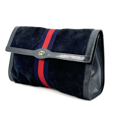 Gucci Vintage Clutch Bag Sherry Line Suede Navy Authentic  | eBay | eBay CA