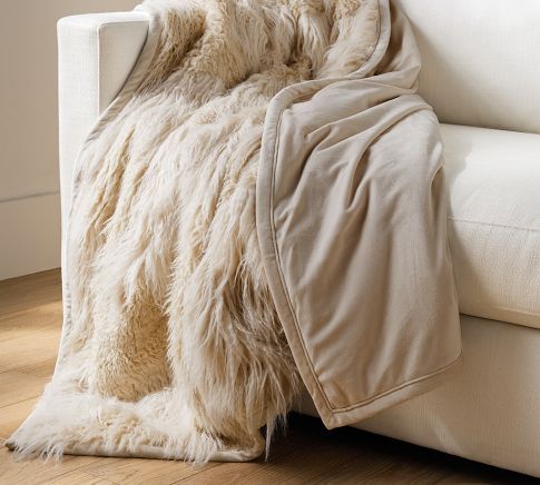 Mongolian Patchwork Faux Fur Throw | Pottery Barn | Pottery Barn (US)