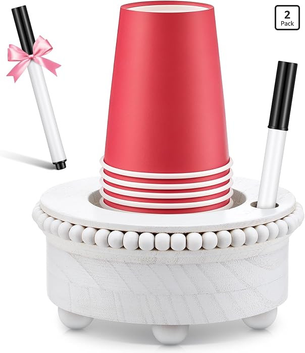 Honeydak Wooden Cup Holder with Marker Slot Cup Dispenser Party Round Organizer for Party Decorat... | Amazon (US)