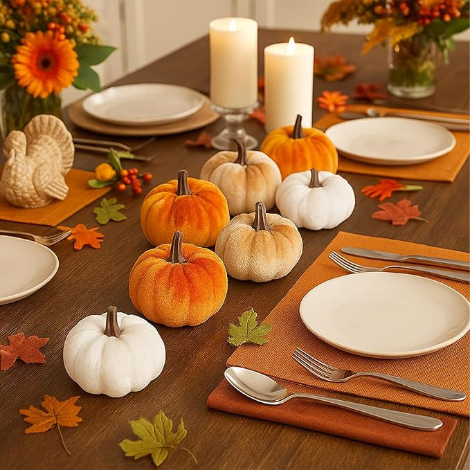 ShellKingdom Artificial Pumpkin for Decoration, Velvet Fall Pumpkin for Halloween Home Thanksgivi... | Amazon (US)