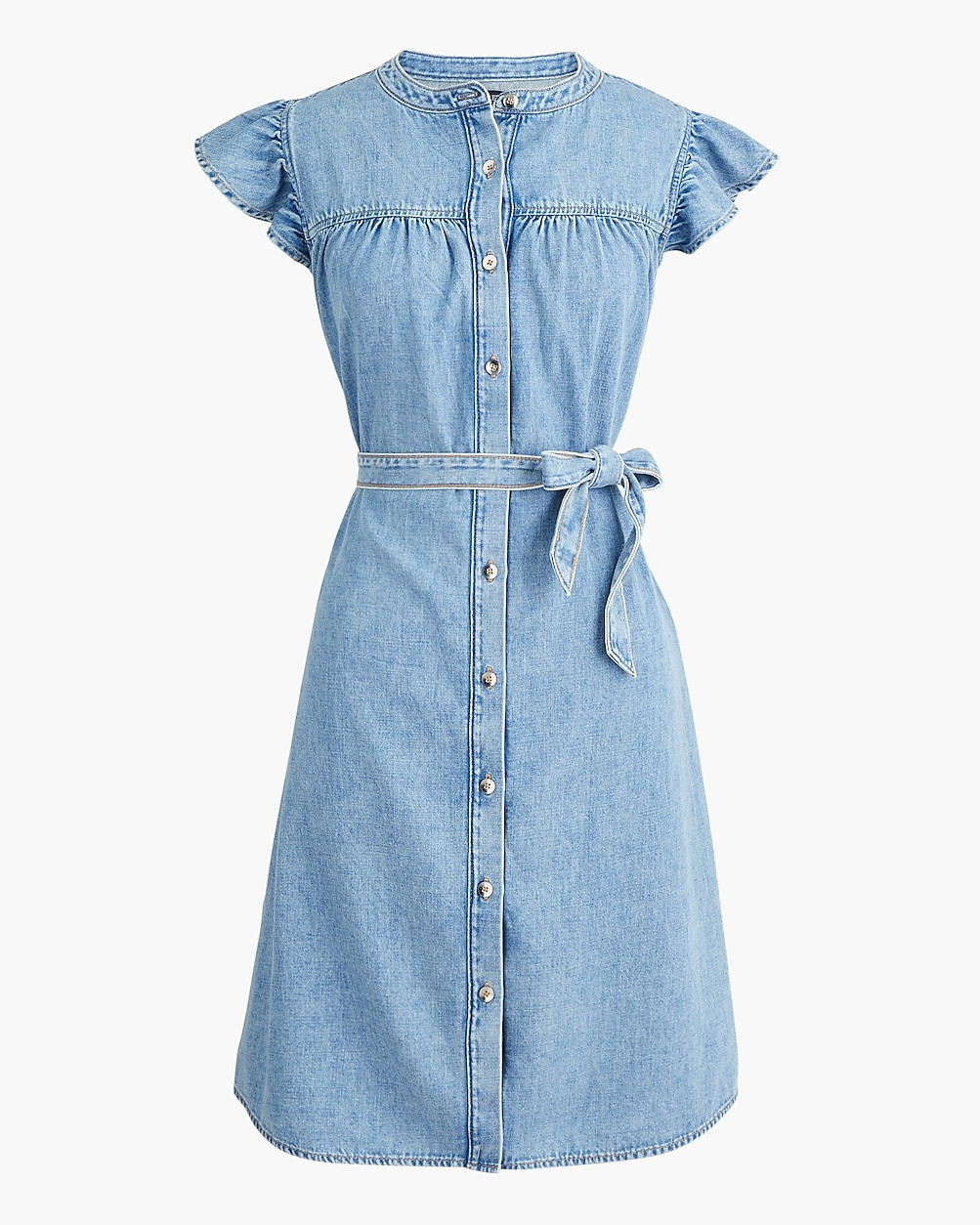 Ruffle-sleeve denim mini dress | J.Crew Factory