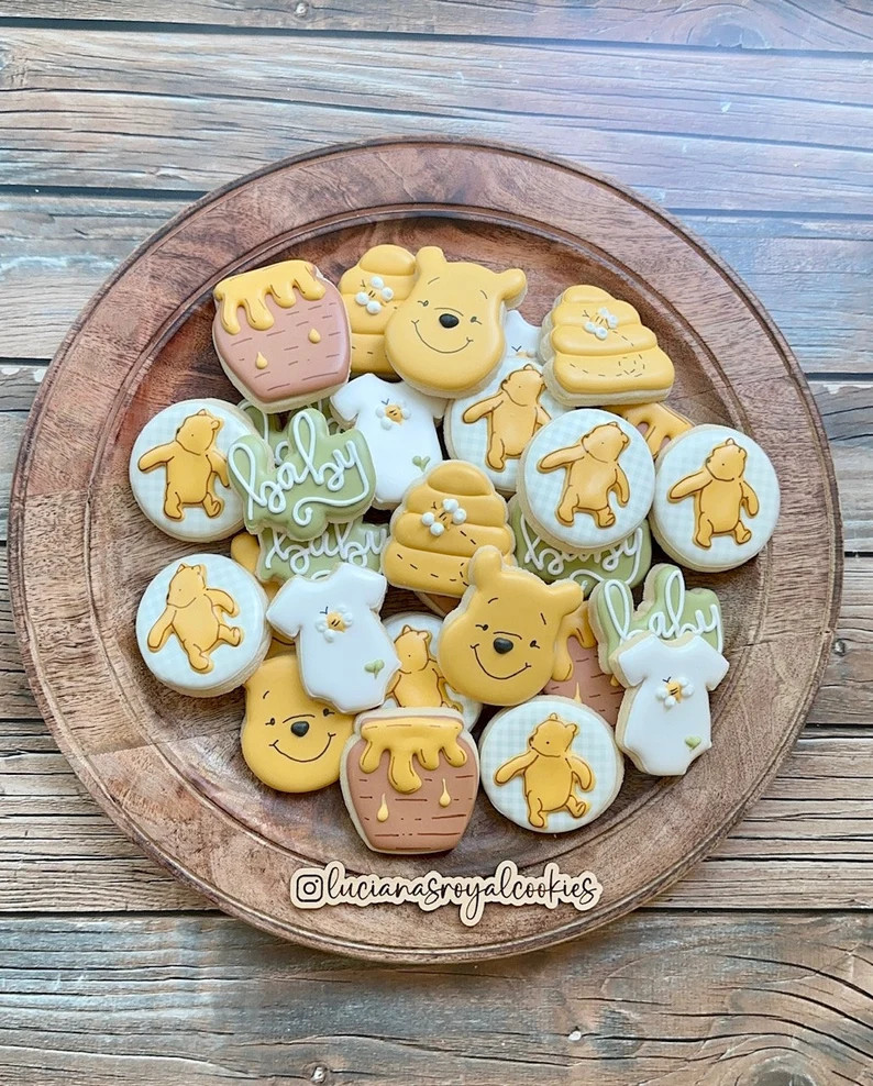 Mini Winnie the Pooh Cookies Baby Shower Favors, Sage Green, 3 Dozen - Etsy | Etsy (US)