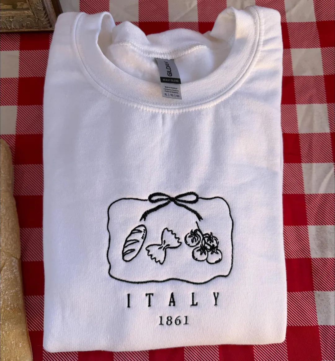 Embroidered Italy Pasta Sweatshirt, Italian Food Crewneck - Etsy | Etsy (US)