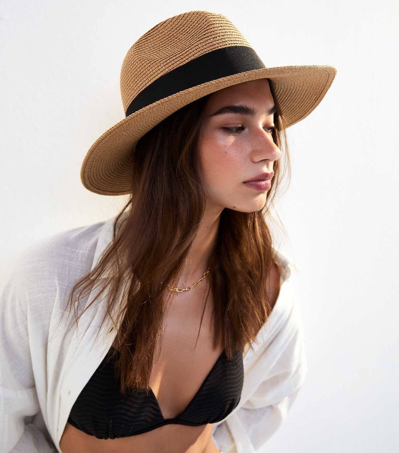 Stone Straw Effect Fedora Hat | New Look | New Look (UK)