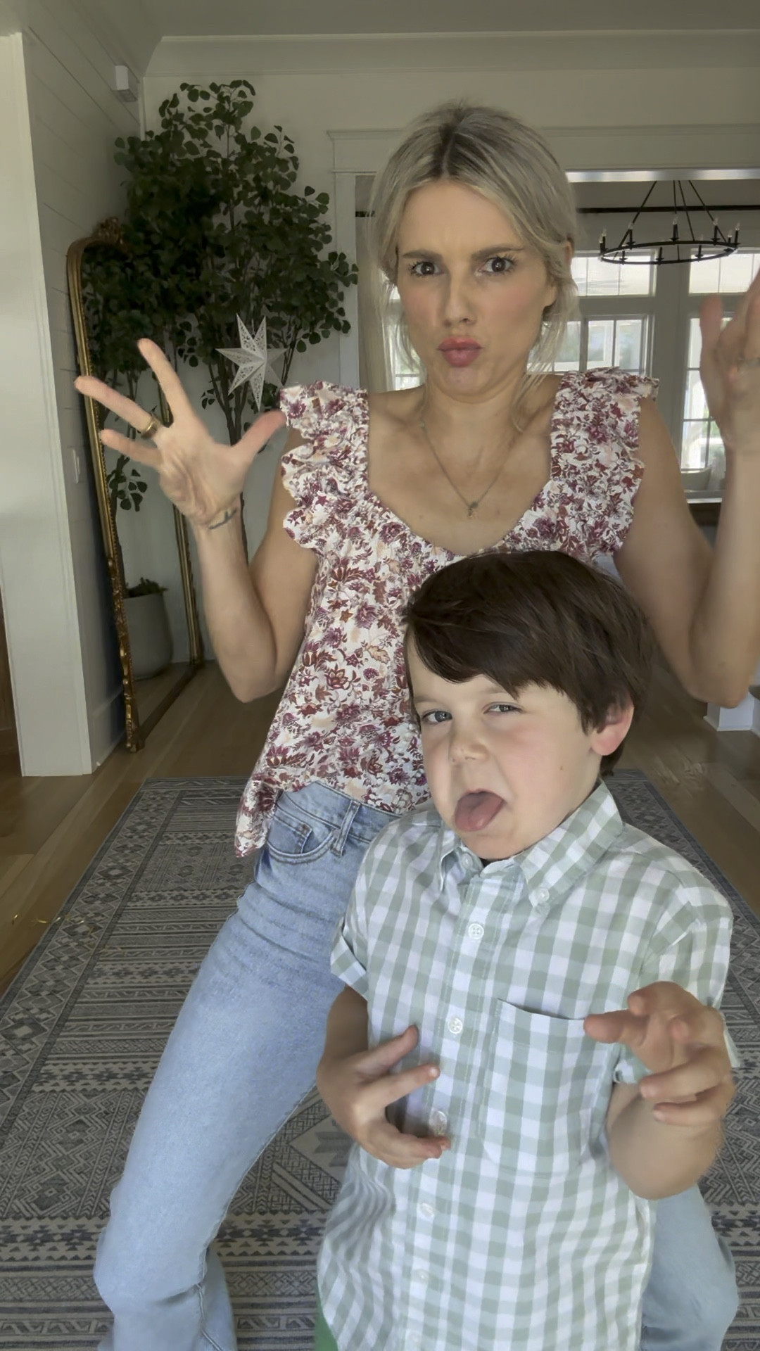 This video makes me laugh. Me and my son being goofy! I want to share it though because I love getting his clothes from Walmart. They always have such cute options and they’re always really affordable which I love because he grows out of them so fast! Also linking my top that I’m obsessed with that is only $22 and these insanely flattering Sophia Vergara jeans that are $24. Size down one in the top and the jeans are true to size.