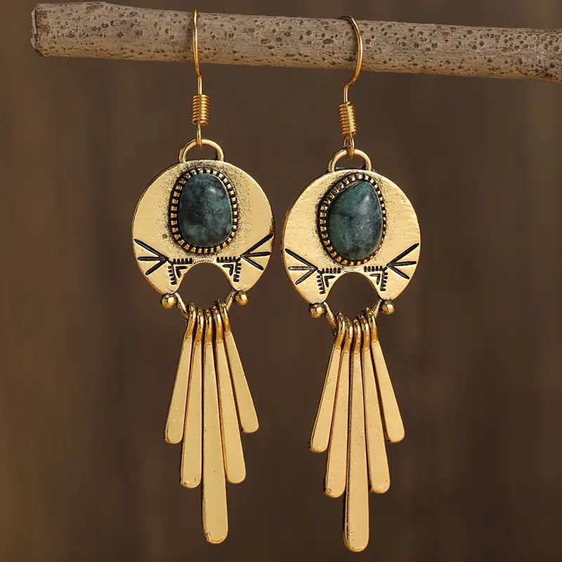 Pendientes Colgantes De Decoración Turquesa Ovalada De Palos Dorados Vintage Pendientes Zoro Est... | Temu Affiliate Program