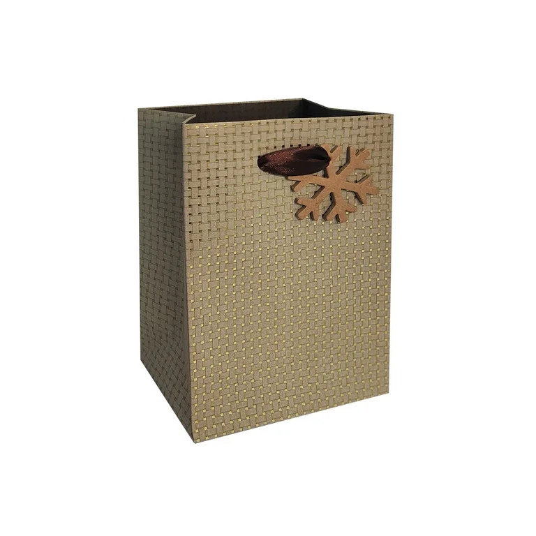 Small Brown Weave Christmas Paper Gift Bag, 5" x 3" x 7.25", by Holiday Time | Walmart (US)