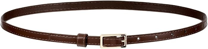 Women's Skinny PU Leather Belt with Zinc Alloy Buckle, Adjustable Thin Waist Belt for Dresses and... | Amazon (US)