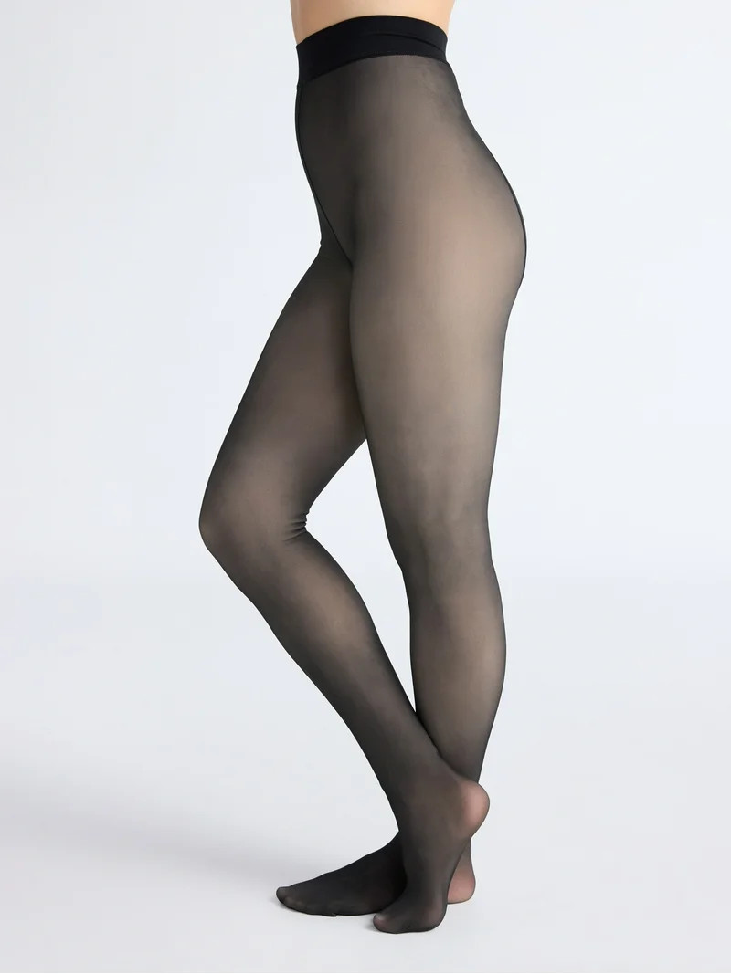 Joyspun Women's Faux Sheer Fleece Tights, Sizes S-3XL | Walmart (US)