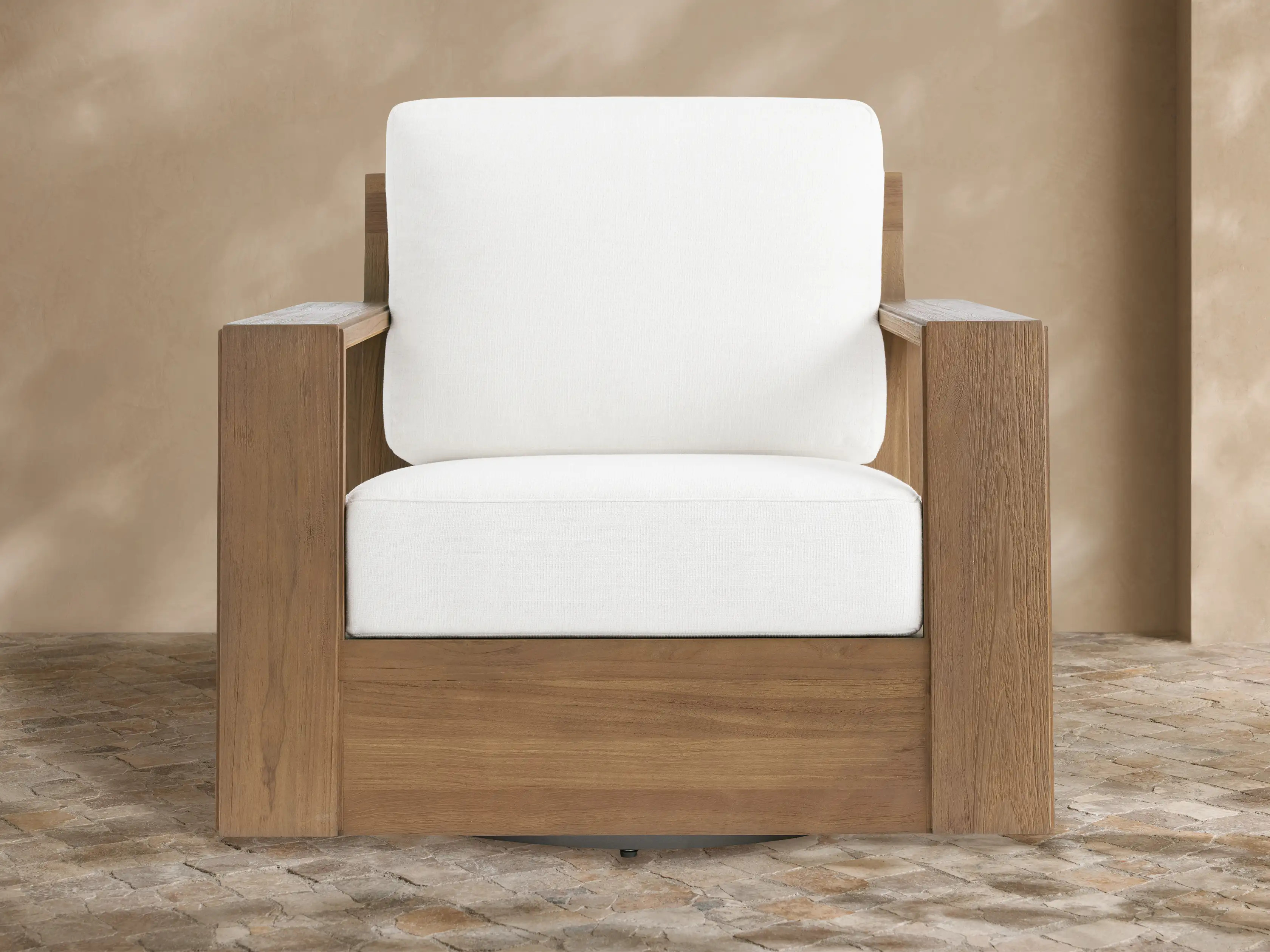 Canyon Outdoor Teak Swivel Chair | Arhaus