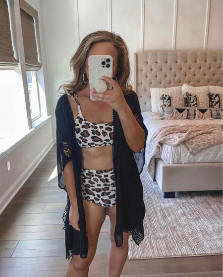 Amazon fashion amazon finds high rise leopard swimsuit bathing suit size medium swim cover up 

#LTKswim #LTKunder50