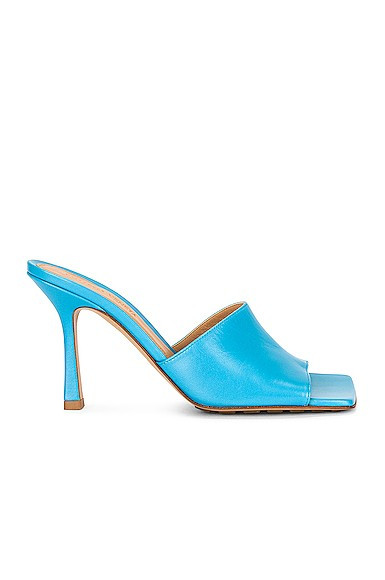 Bottega Veneta Leather Mules in Sky Blue - Blue. Size 36.5 (also in 36, 37). | FWRD 