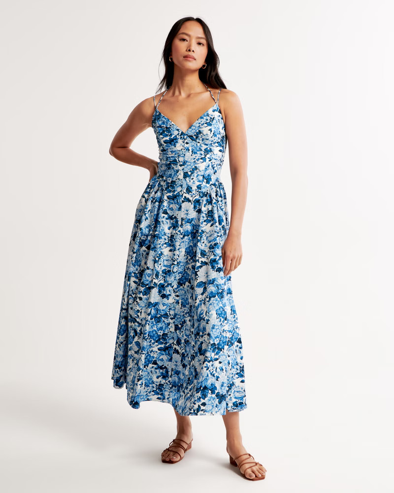 Strappy Drop-Waist Maxi Dress | Abercrombie & Fitch (US)