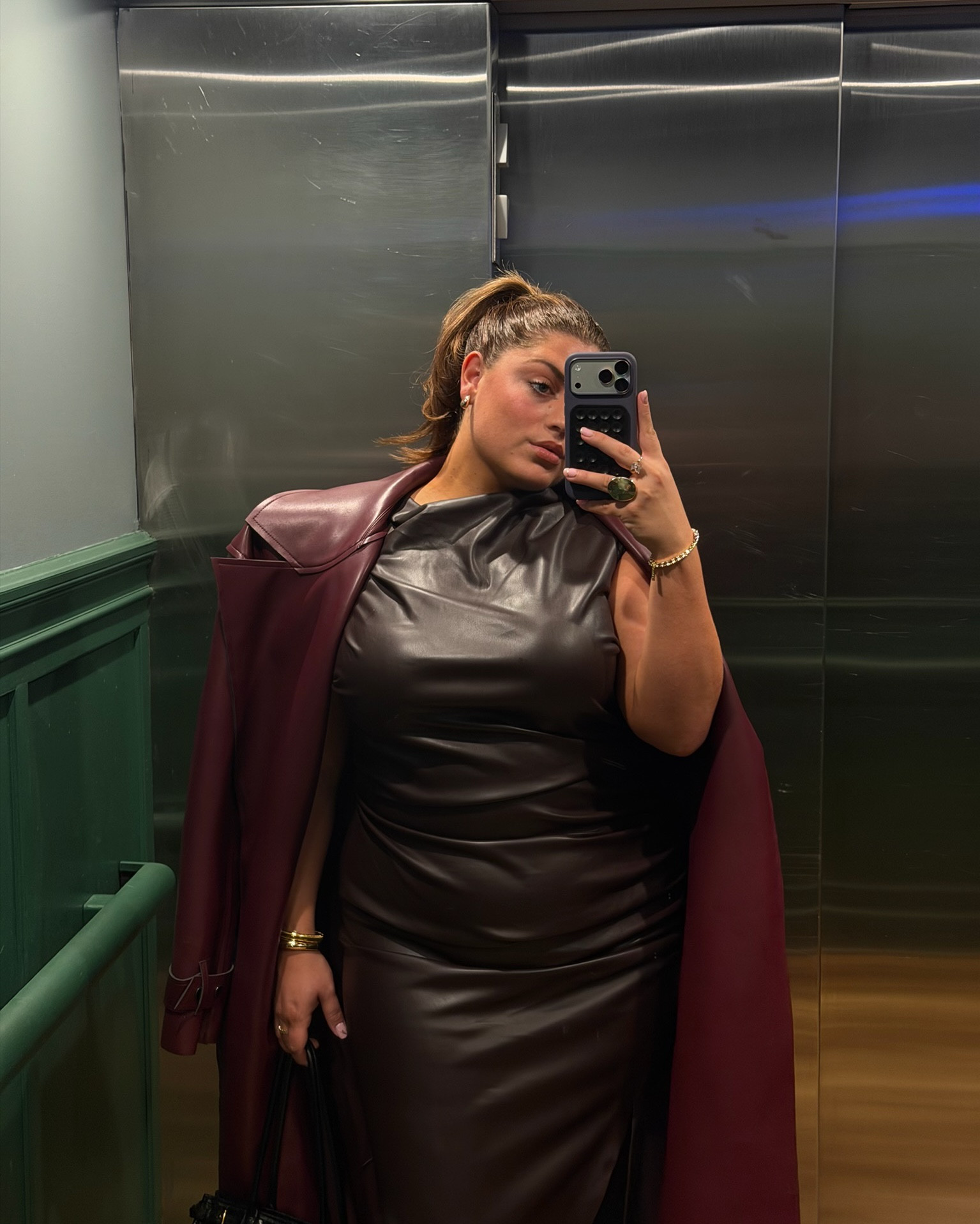 last night dinner fit wearing this gorg leather dress from Eloquii (size 14) and my fav burgundy trench coat from Naked Wardrobe!!🔥 then styled it with black tights & these new burgundy pumps from DSW that I love and are so comfy!!😍

#LTKPlusSize #LTKStyleTip #LTKMidsize