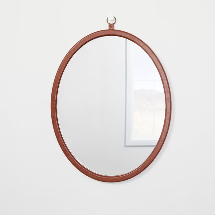 24" x 30" Oval Faux Leather Mirror with Ring - Threshold™ designed with Studio McGee | Target