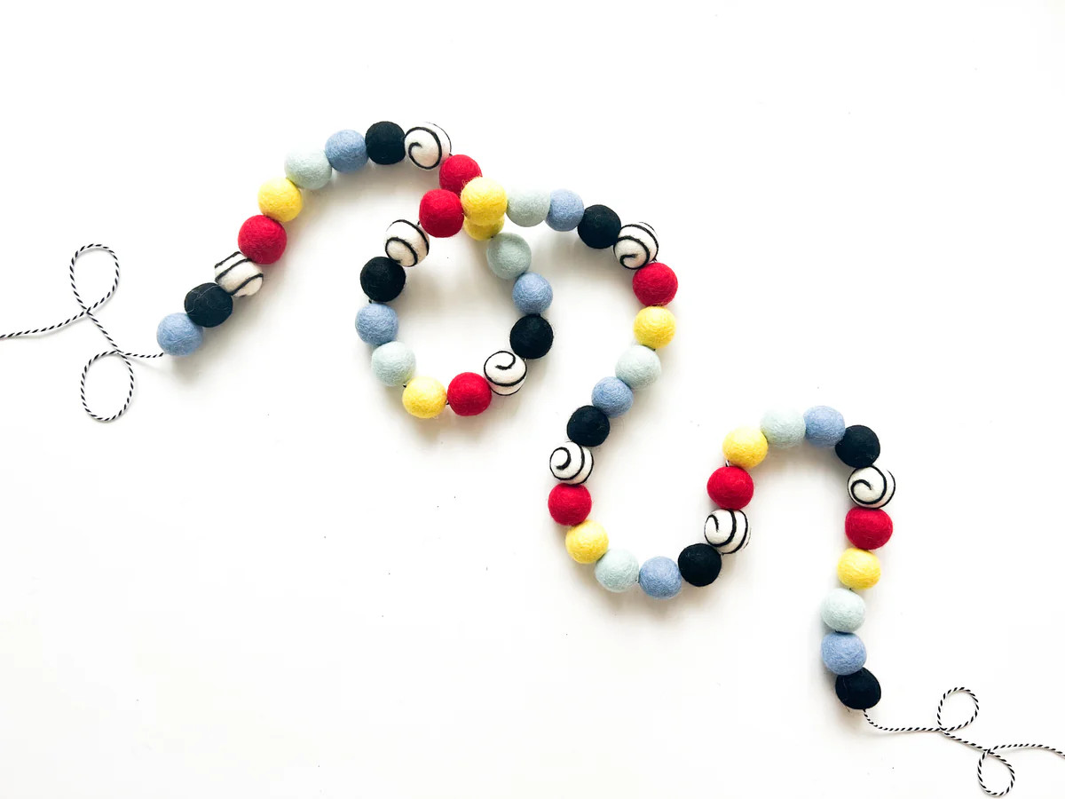Miles Per Hour Colorful Felt Ball Garland - Collaboration w/ Shakira P | Pearl & Jane