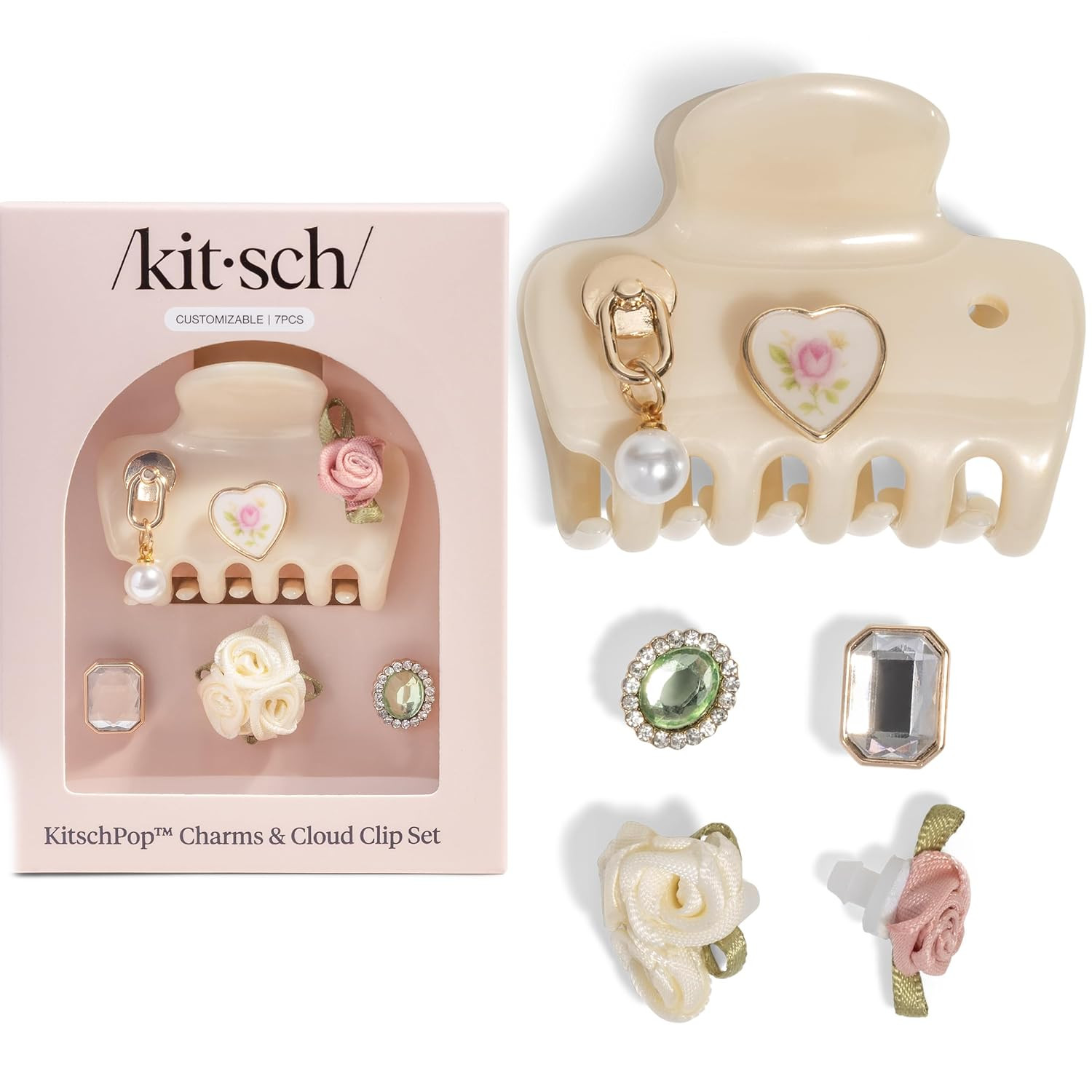 Amazon.com: KitschPop ™ Hair Clips For Women with Charm Sets -Customizable Cloud Claw Clip With... | Amazon (US)