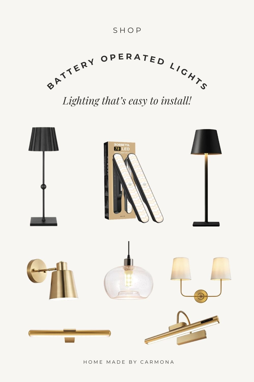 Battery operated lighting options | For when you don't want to deal with a plug or hardwiring | Sconces | Lamps | Undermount Lights | Picture Lights 

 #LTKHome