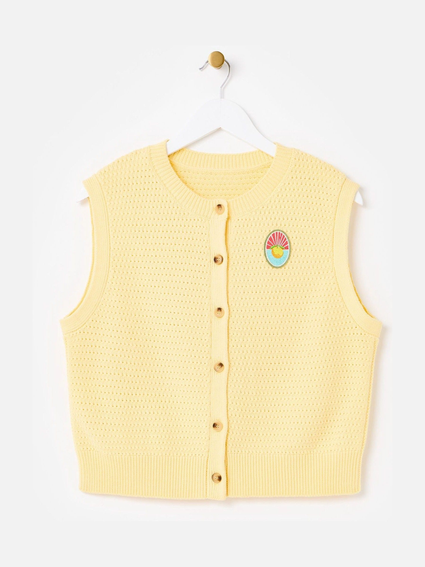 Oliver Bonas Oliver Bonas Yellow Yellow Button Up Knitted Waistcoat | Next EU
