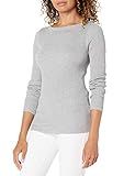 Amazon Essentials Women's Lightweight Ribbed Long Sleeve Boat-Neck Slim Fit Sweater, Light Grey Heat | Amazon (US)