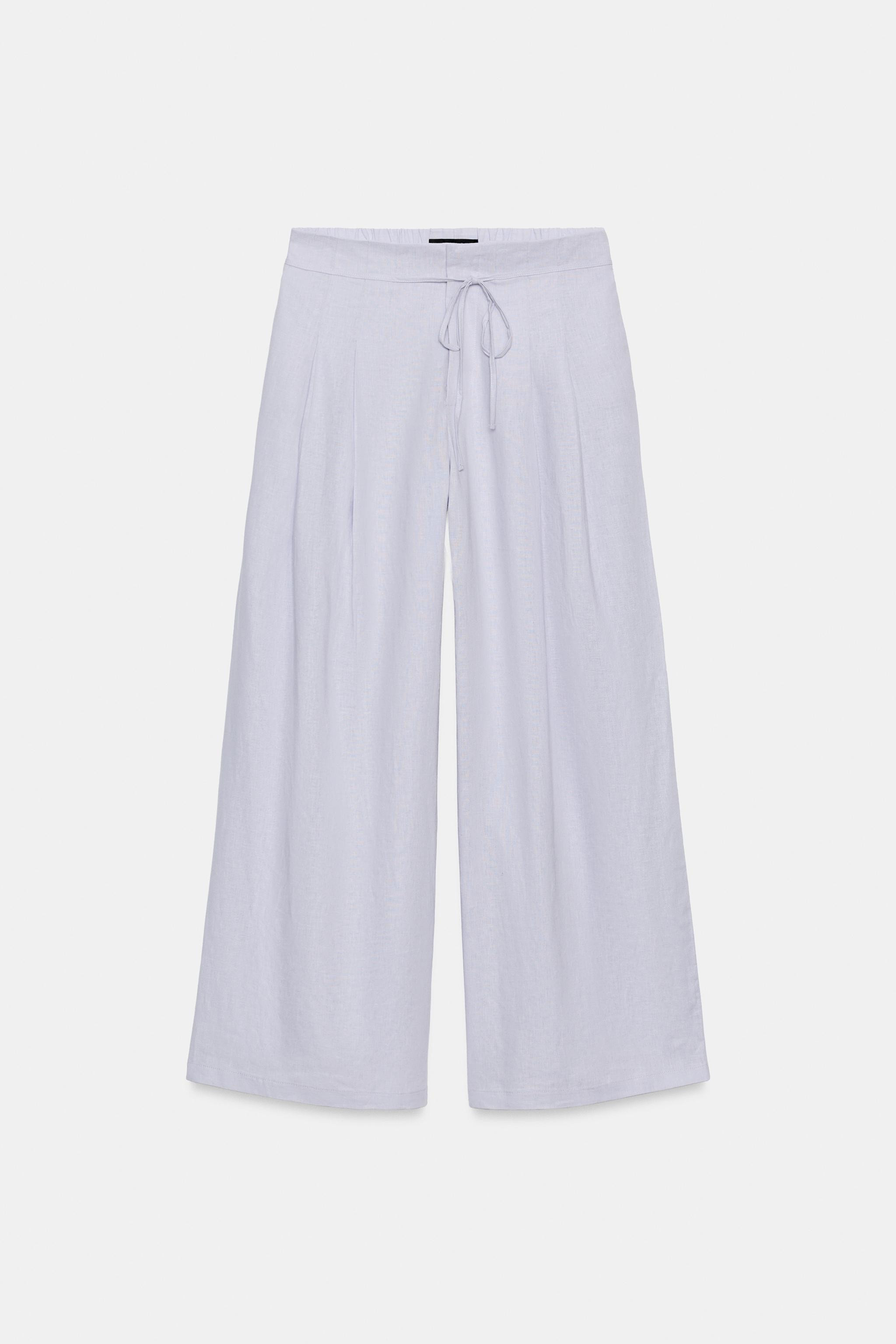 WIDE LEG PLEATED PANTS WITH LINEN | Zara US