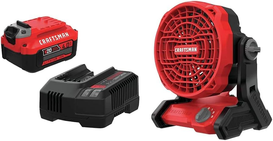 Craftsman V20 Battery, Power Tool Kit, Charger Included, 4.0-Ah with 20V MAX* Cordless Fan, Tool ... | Amazon (US)