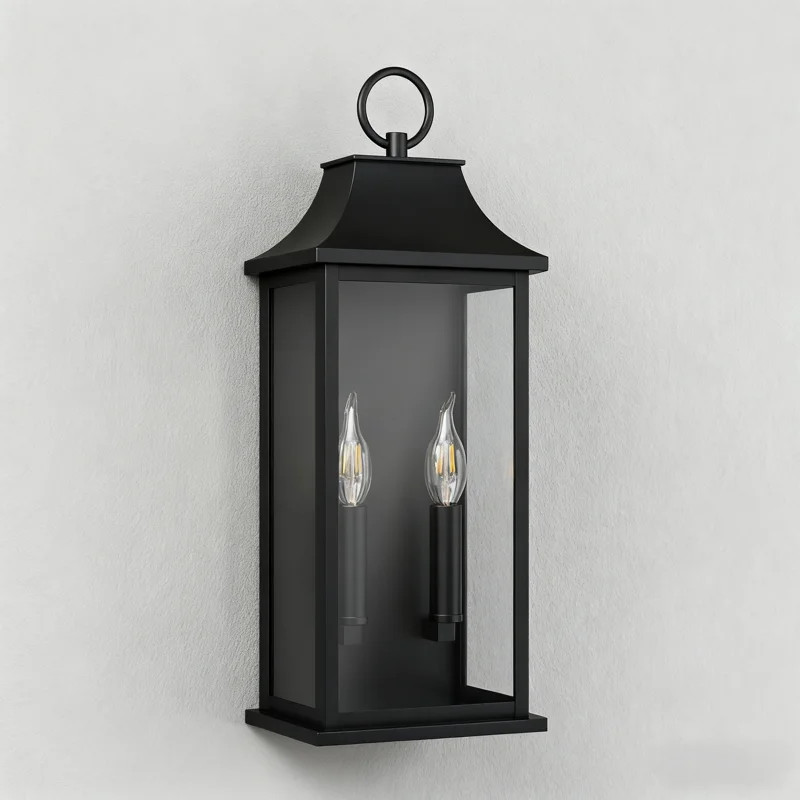 Alletta 2 - Light 21''H Black Aluminum Tempered Glass ETL Outdoor Wall Light with Dusk to Dawn | Wayfair North America