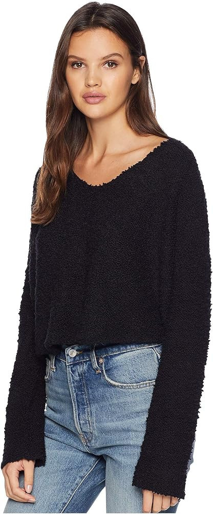 Free People Women's Popcorn Pullover, Black, X-Small | Amazon (US)