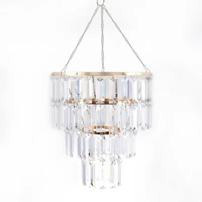 Plug-In Chandelier Ceiling Light With Crystal Beads, Adjustable Hanging Cord, On/Off Switch, Ready-To-Hang Pendant For Home Decor | Wayfair North America