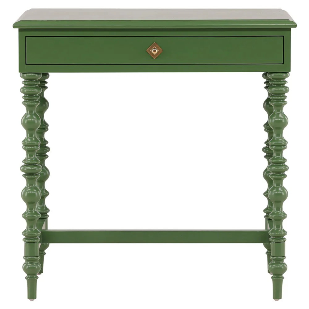 Tennyson Updated Traditional Green Wood Rectangular Side Table | Kathy Kuo Home