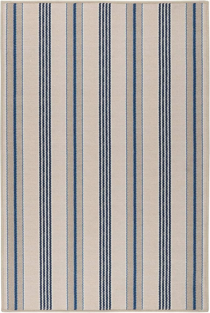 Dash & Albert Nimes Ticking Machine Washable Rug, 8 X 10 Feet, Neutral Stripe Pattern | Amazon (US)