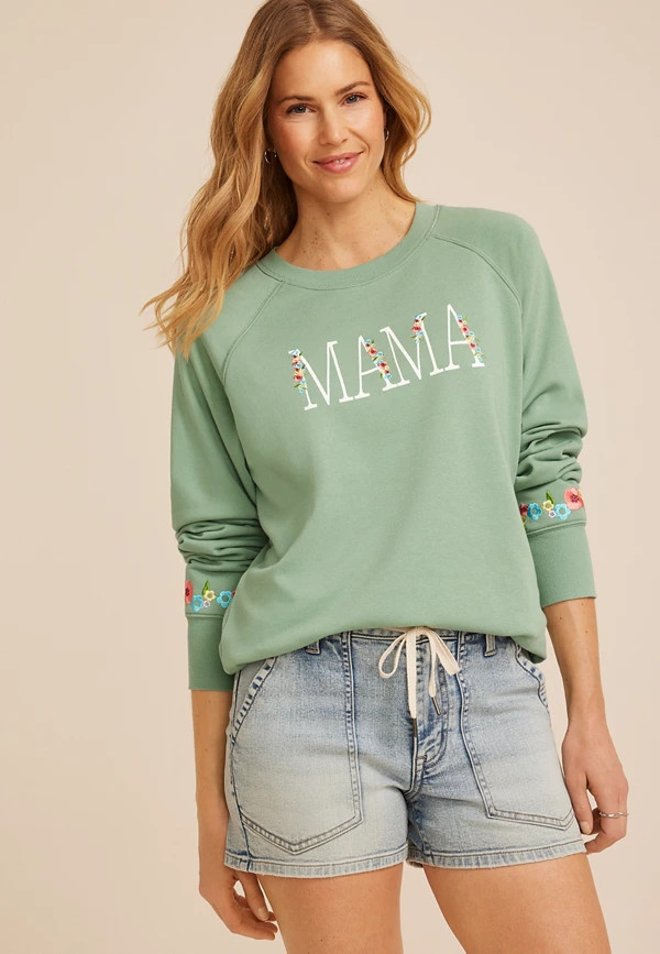 Mama Floral Embroidered Sweatshirt | Maurices