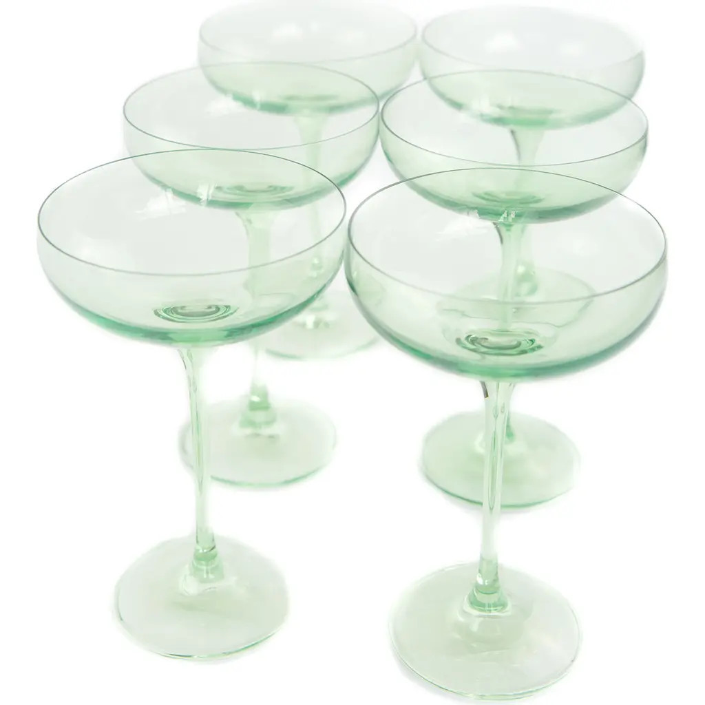 Estelle Colored Glass Set of 6 Stem Coupes in Mint Green at Nordstrom | Nordstrom
