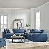 Modway Commix Down-Filled Overstuffed Upholstered 5-Piece Sectional Sofa Set in Azure | Amazon (US)