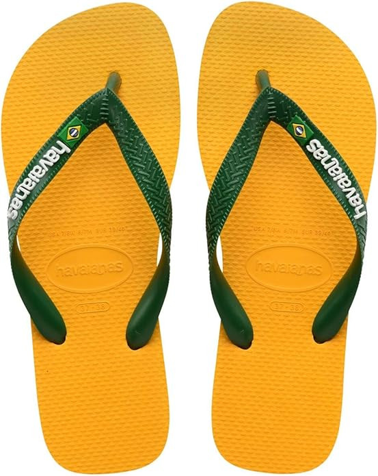 Havaianas Women's Brazil Logo Flip Flops Sandals, Pop Yellow, 7/8 | Amazon (US)