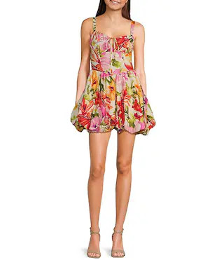 Honey and Rosie Floral Print Poplin Corset Bodice Bubble Hem Dress | Dillard's | Dillard's