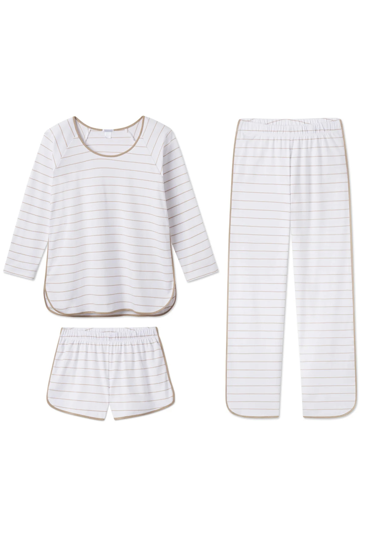 Pima Long Sleeve Bundle in Driftwood Stripe | Lake Pajamas