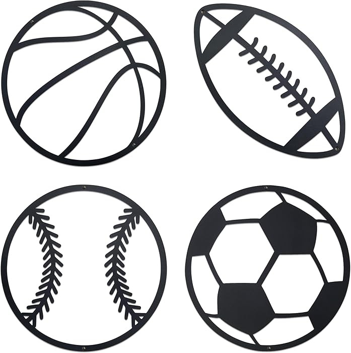Noxozoqm Metal Sports Sign Wall Decor, Basketball, Soccer, Baseball & Football Art, Sports Room D... | Amazon (US)