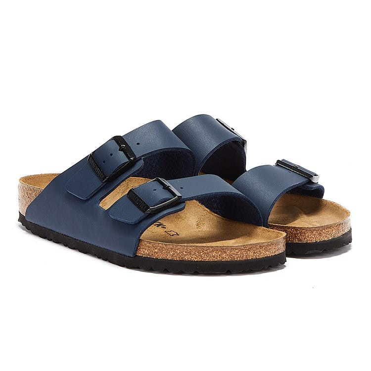 Birkenstock Arizona Birko Flor Navy Sandals | Tower London UK