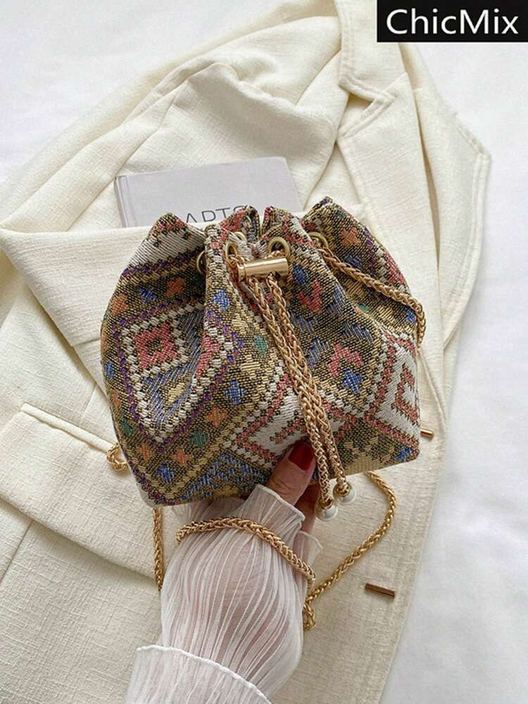 Livesso Mini Fashionable Color Blocking Drawstring Design Crossbody Bag Valentines | SHEIN