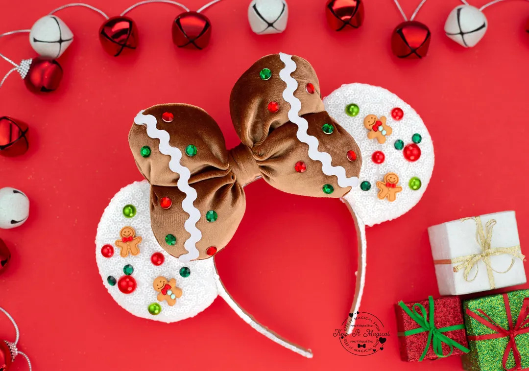 Christmas Minnie Ears Gingerbread Mickey Ears Gingerbread Ears Christmas Ears Bow Gingerbread Min... | Etsy (US)