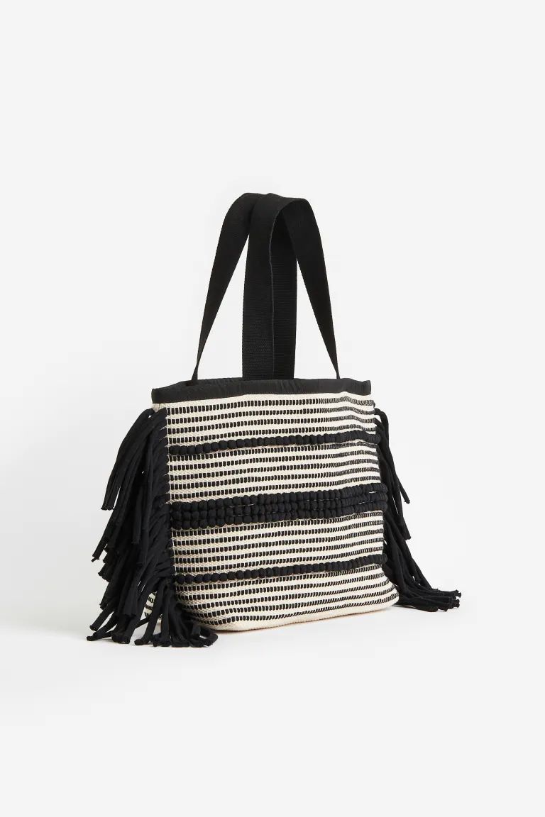 Jacquard-weave Shopper - Black/patterned - Ladies | H&M US | H&M (US + CA)