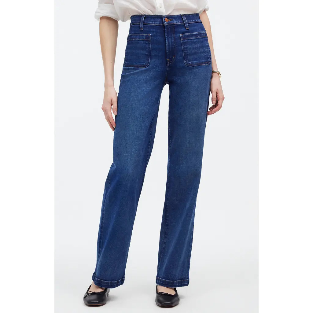 Madewell Emmett Patch Pocket Wide Leg Jeans in Allentown Wash at Nordstrom, Size 23 | Nordstrom