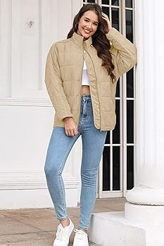 ETCYY Women's Causal Lightweight Quilted Jackets Long Sleeve Oversized Warm Winter Zip Up Coat wi... | Amazon (US)